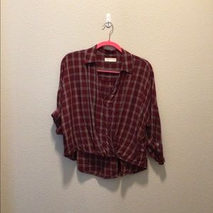 Red Plaid 3/4 Sleeve Shirt